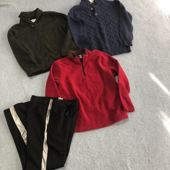 2 Sweaters Size 8-10 Fisherman New Green and Blue  Red and Pants size8-10 Bundle - Picture 1 of 8